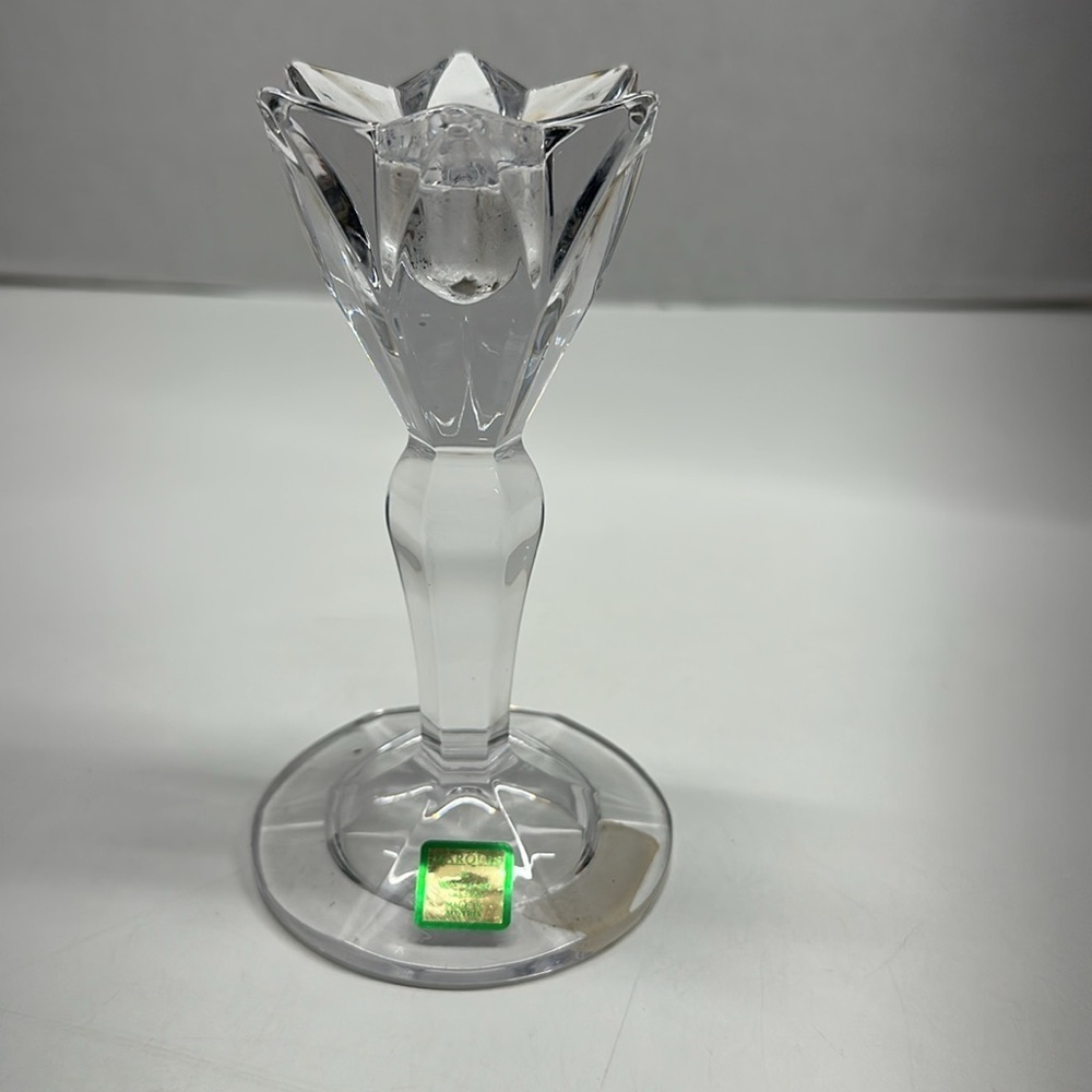 Waterford Crystal Taper Candle Holder Marquis Flora 6" Tall Irish Clear - 1